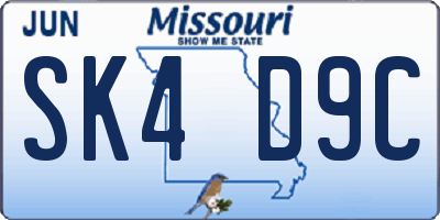 MO license plate SK4D9C