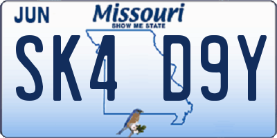 MO license plate SK4D9Y