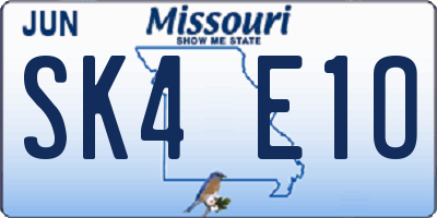 MO license plate SK4E1O
