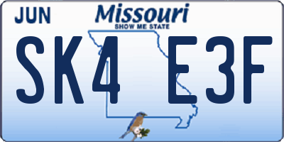 MO license plate SK4E3F