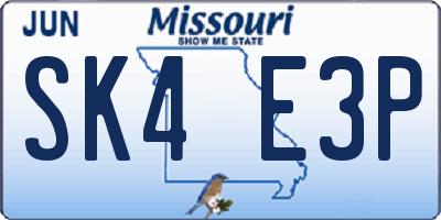 MO license plate SK4E3P
