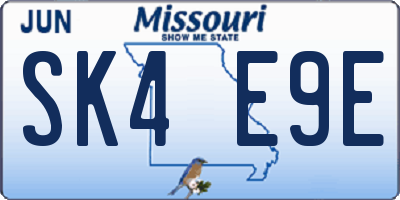 MO license plate SK4E9E
