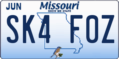 MO license plate SK4F0Z