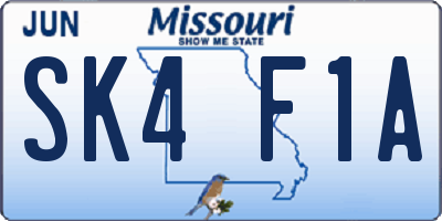 MO license plate SK4F1A
