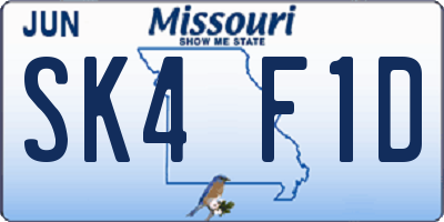 MO license plate SK4F1D
