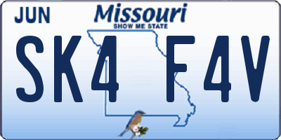 MO license plate SK4F4V