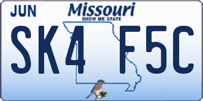 MO license plate SK4F5C