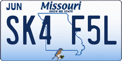 MO license plate SK4F5L