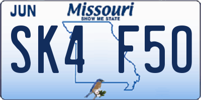 MO license plate SK4F5O