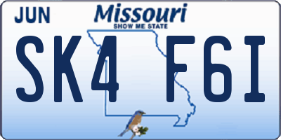 MO license plate SK4F6I