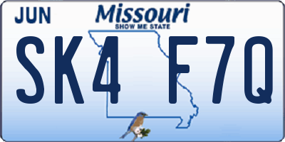 MO license plate SK4F7Q