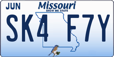 MO license plate SK4F7Y