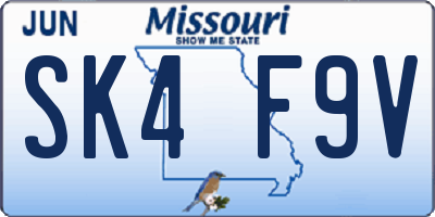 MO license plate SK4F9V