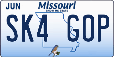MO license plate SK4G0P