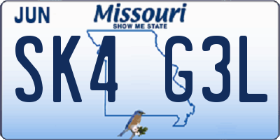 MO license plate SK4G3L