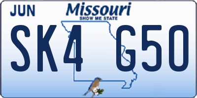 MO license plate SK4G5O