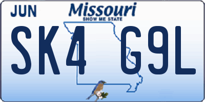 MO license plate SK4G9L