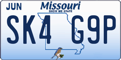 MO license plate SK4G9P
