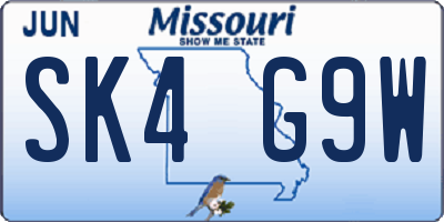 MO license plate SK4G9W