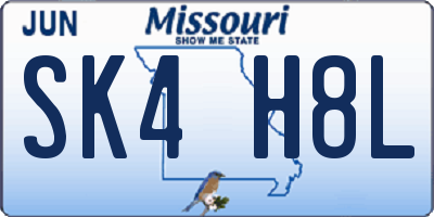 MO license plate SK4H8L