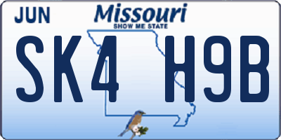 MO license plate SK4H9B