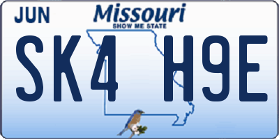 MO license plate SK4H9E