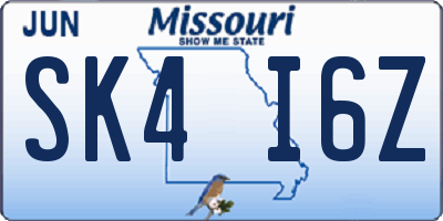 MO license plate SK4I6Z
