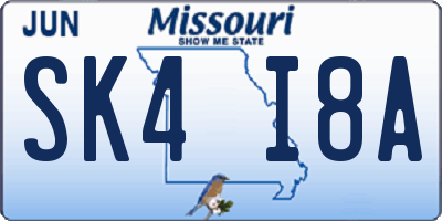 MO license plate SK4I8A