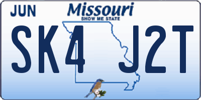 MO license plate SK4J2T