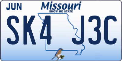 MO license plate SK4J3C