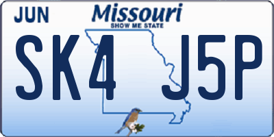 MO license plate SK4J5P