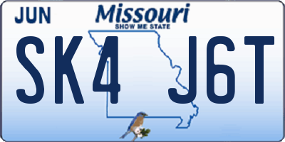 MO license plate SK4J6T