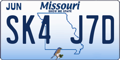 MO license plate SK4J7D