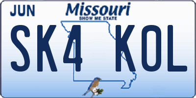 MO license plate SK4K0L