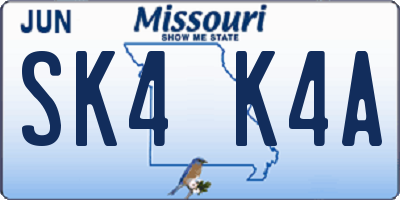 MO license plate SK4K4A