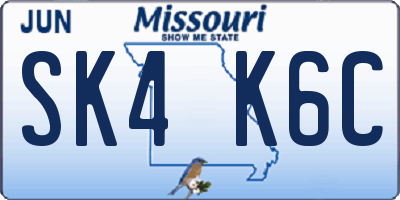 MO license plate SK4K6C