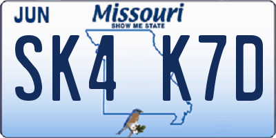 MO license plate SK4K7D