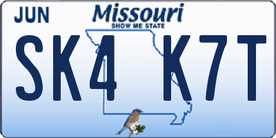 MO license plate SK4K7T