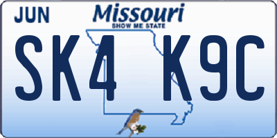 MO license plate SK4K9C