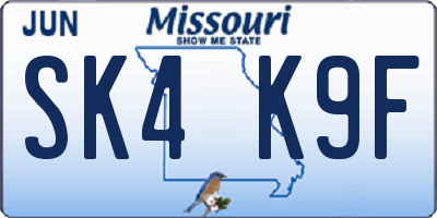 MO license plate SK4K9F