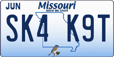 MO license plate SK4K9T