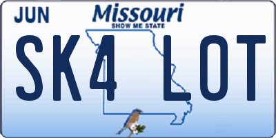 MO license plate SK4L0T