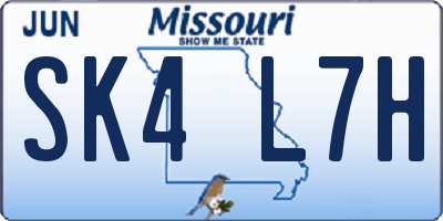 MO license plate SK4L7H