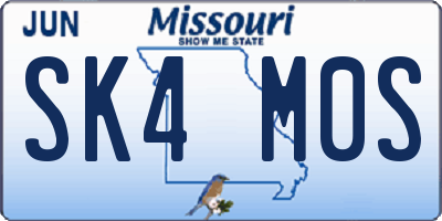 MO license plate SK4M0S