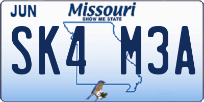 MO license plate SK4M3A