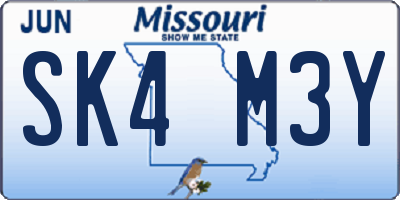 MO license plate SK4M3Y