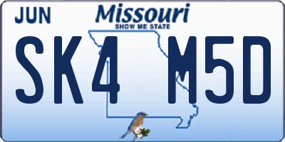 MO license plate SK4M5D