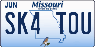 MO license plate SK4T0U