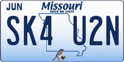 MO license plate SK4U2N