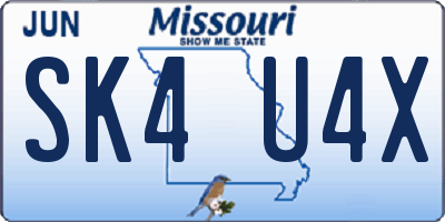MO license plate SK4U4X